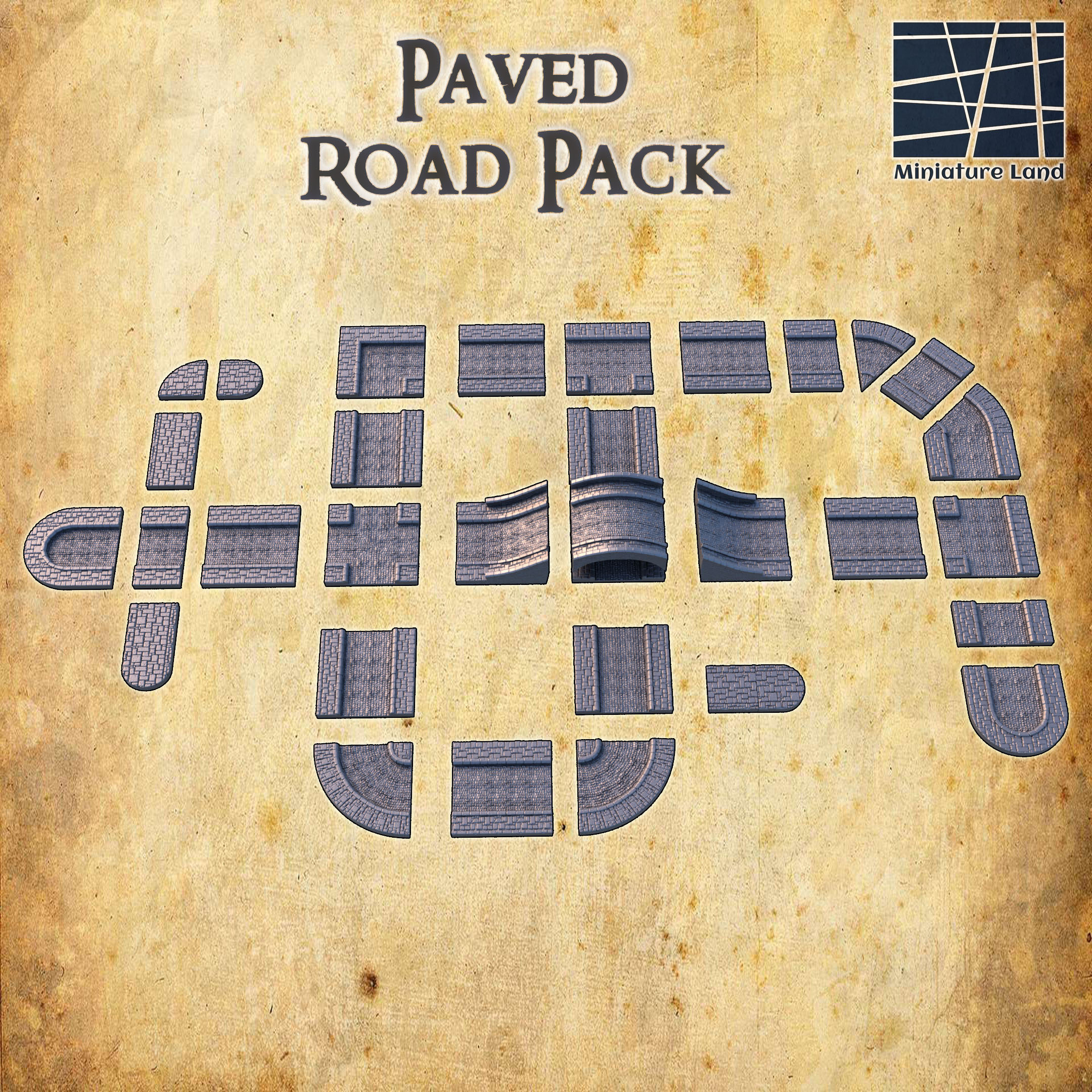 Modular Paved Road - Tabletop Terrain - 28 MM